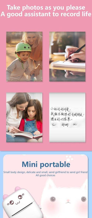 Portable Wireless Mini Thermal Bluetooth Printer – Instant Inkless Printing in Blue