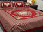 Luxurious Velvet Jacquard Double Bedsheet Set - 4 Pcs with Printed Design in Red